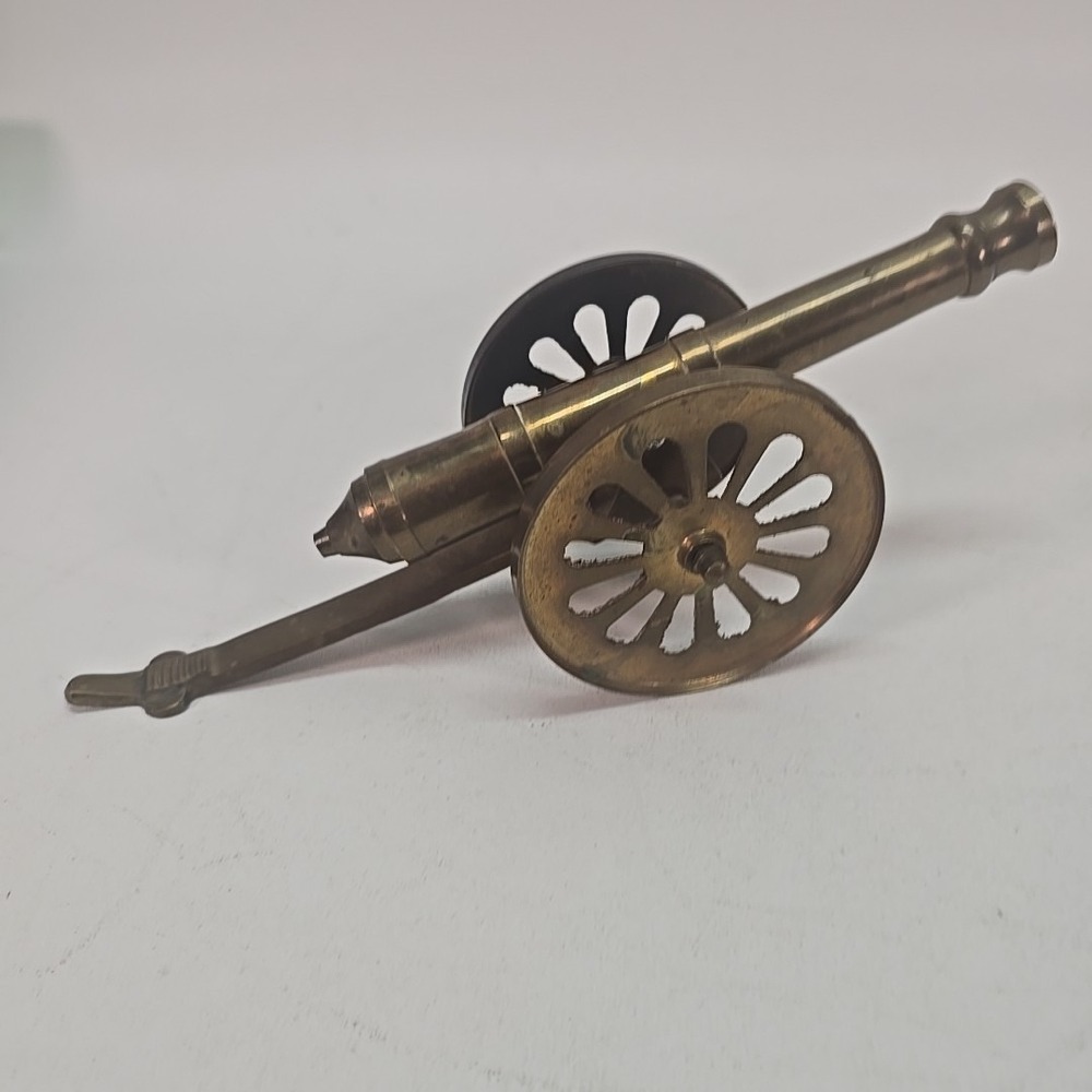 Brass Decorative Toy Cannon Model Taiwan Export 11″ Long 1970s VTG